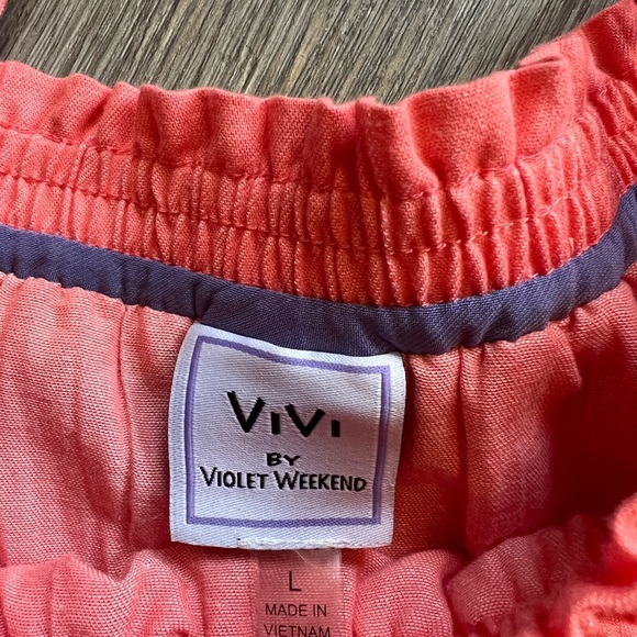 Vivi by Violet Weekend Salmon Pink Women's off shoulder Size Large Dress - Picture 3 of 6